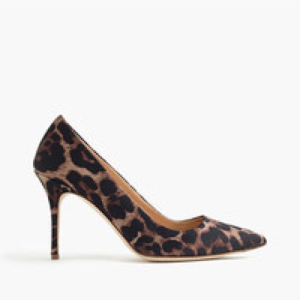 J. Crew Elsie Stiletto pumps in leopard satin